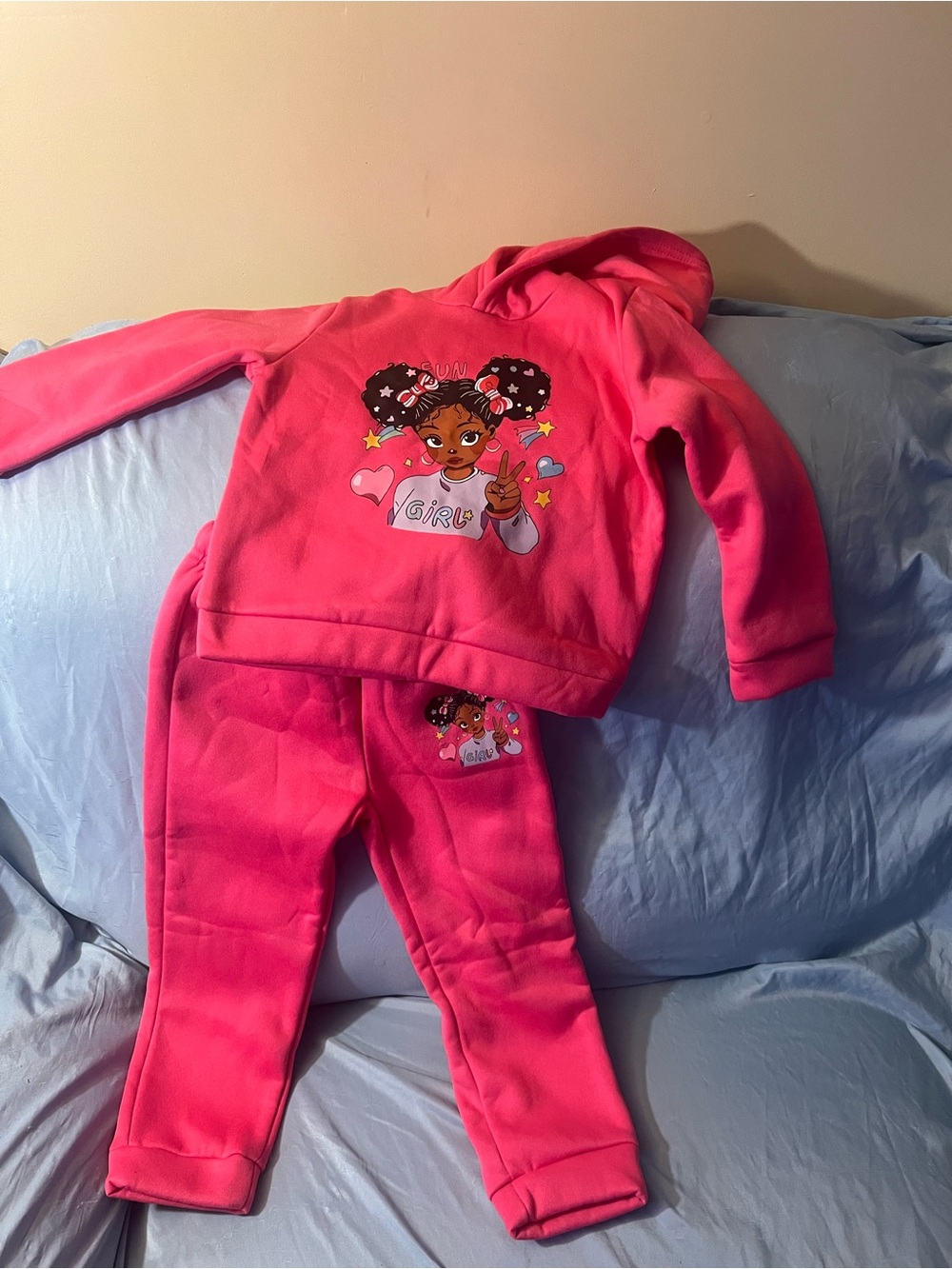 Girls' Pink Fleece Hoodie and Jogger Set